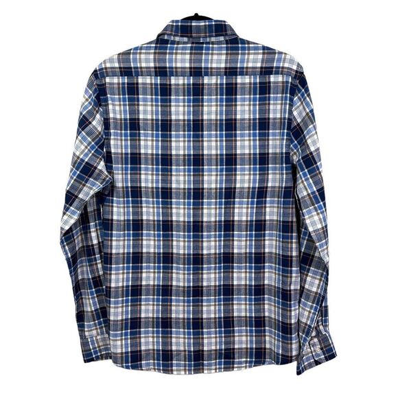 Slate & Stone Button Down Plaid‎ Shirt Long Sleeves Blue White Orange Men Size S - Picture 4 of 5